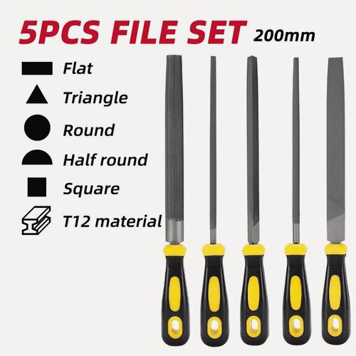 Изображение товара Набор напильников 5шт по дереву, металлу, пластику с прорезиненной рукояткой Deli DL352085 сумка из ткани Oxford