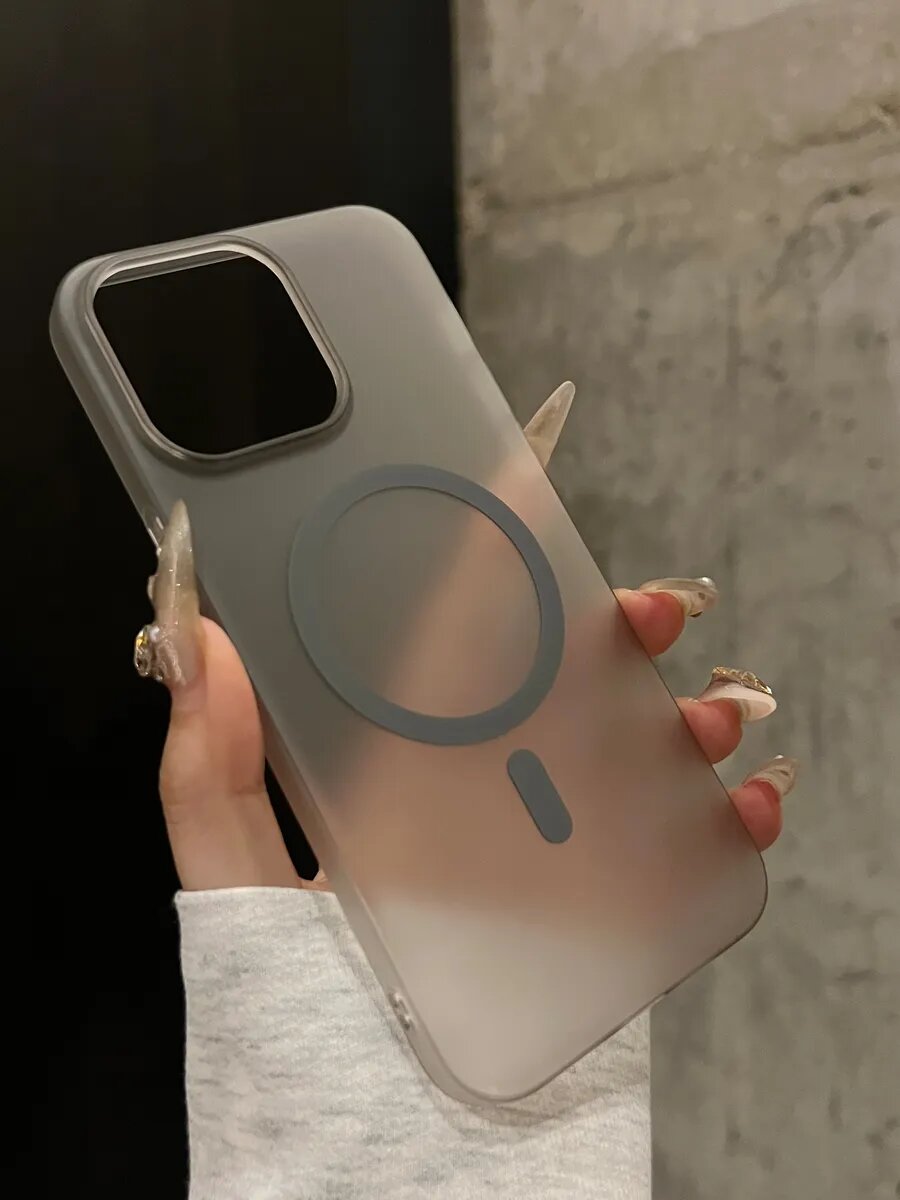 Чехол О'кейси, для iPhone 15 Pro Max, силикон, MagSafe, черный/прозрачный — фото 1