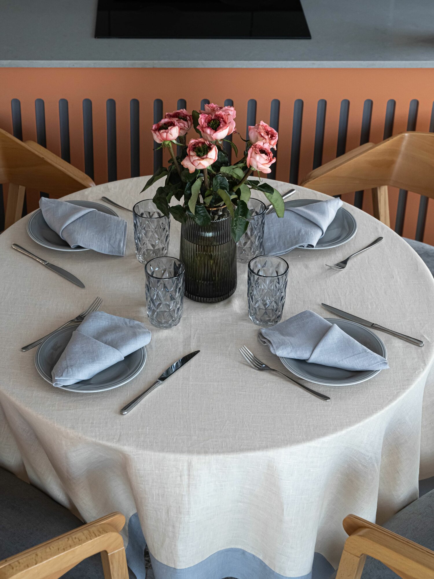 Набор 4 шт. Сервировочные салфетки на стол Сильвер 40х40 см 100% умягченный лен Premium