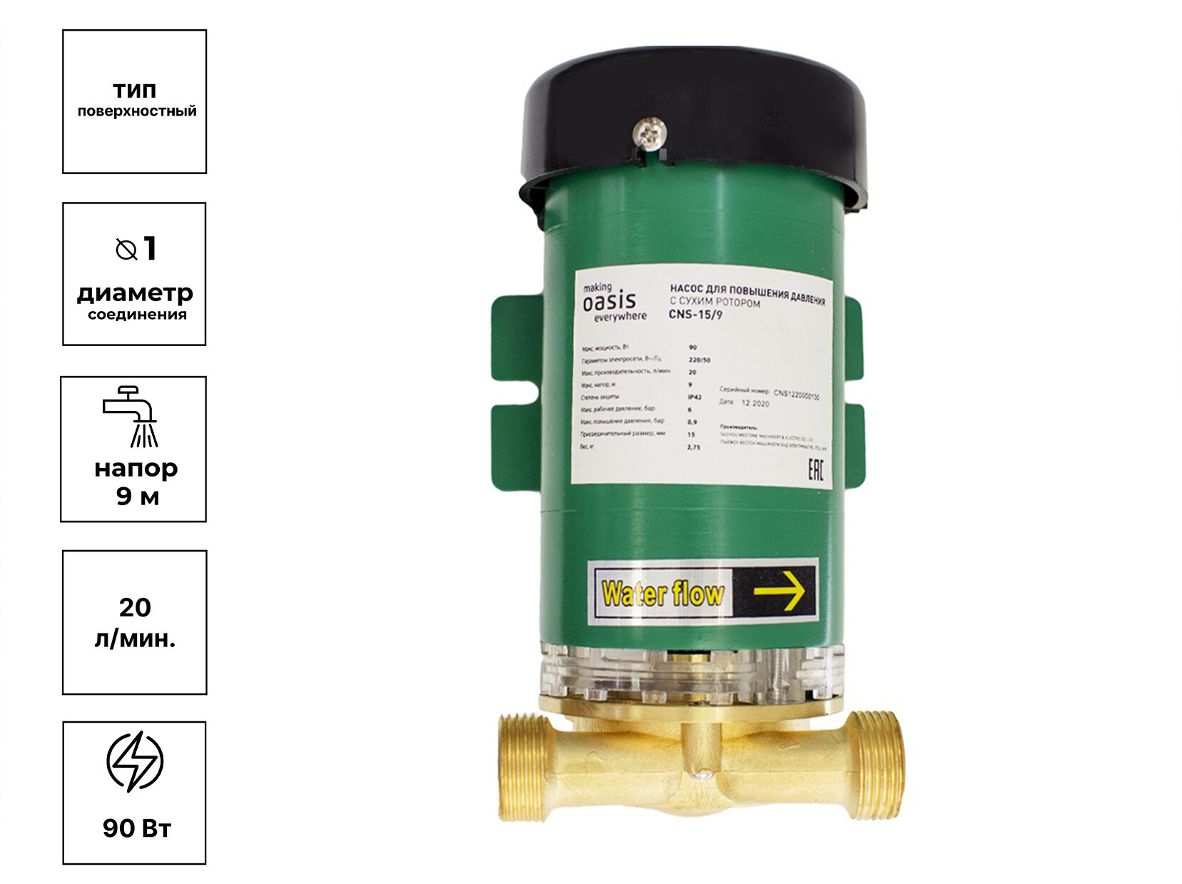 Насос для повышения давления c сух. ротором CNS-15/9 