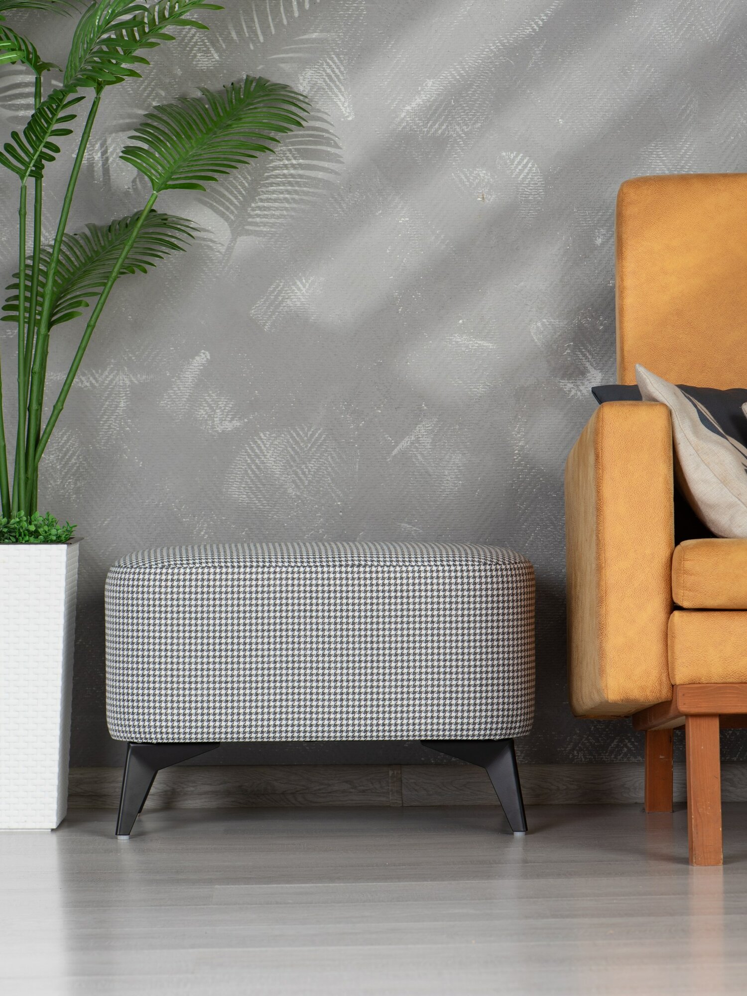 Пуфик «Монца», интерьерро, рогожка, серый, на металлических ножках, 35х59х40см, нагрузка до 150 кг