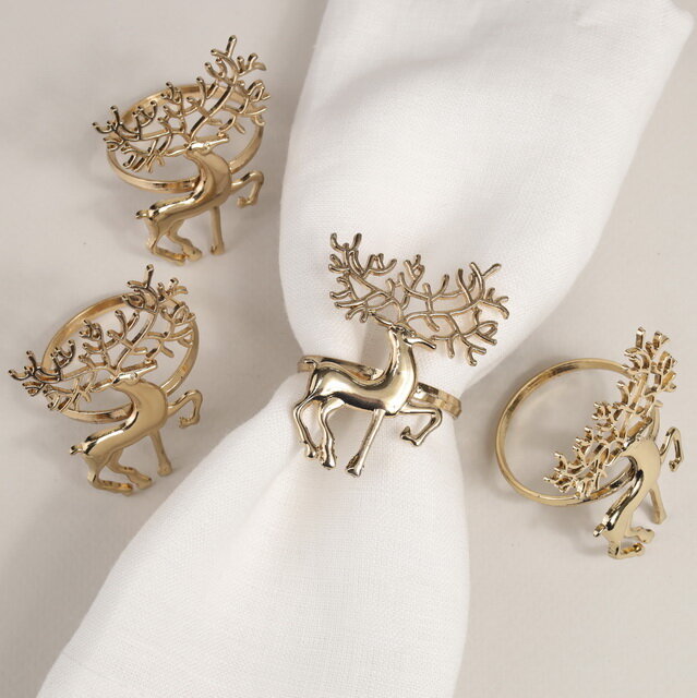 Кольца для салфеток Олени  5 см  4 шт  золотые  Due Esse Christmas  XNA23004811 1