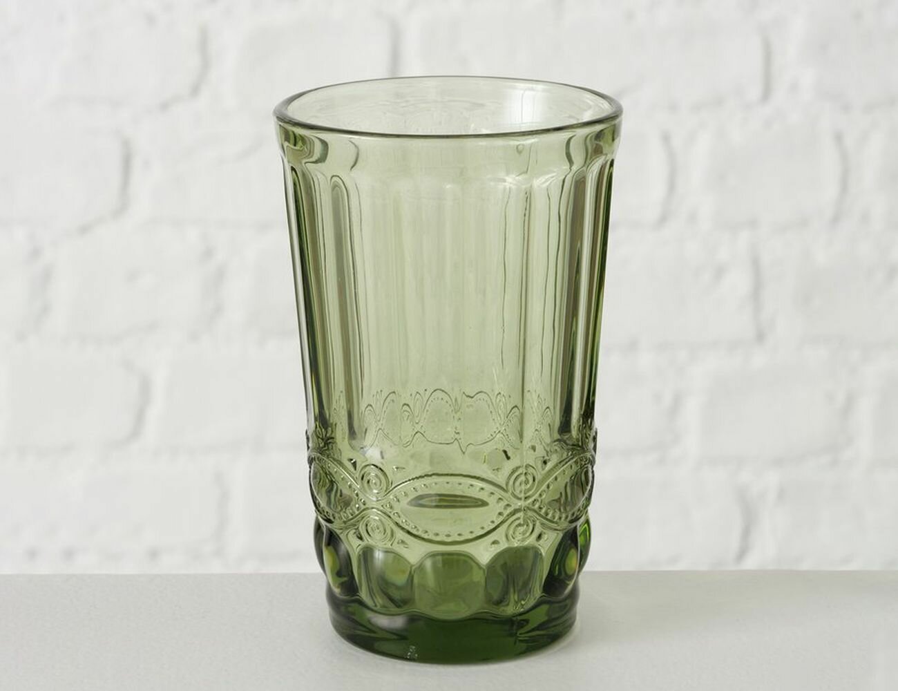 Стакан для воды БИГ рокс с узором, стекло, зеленый, 300 мл, Boltze 2017843-1