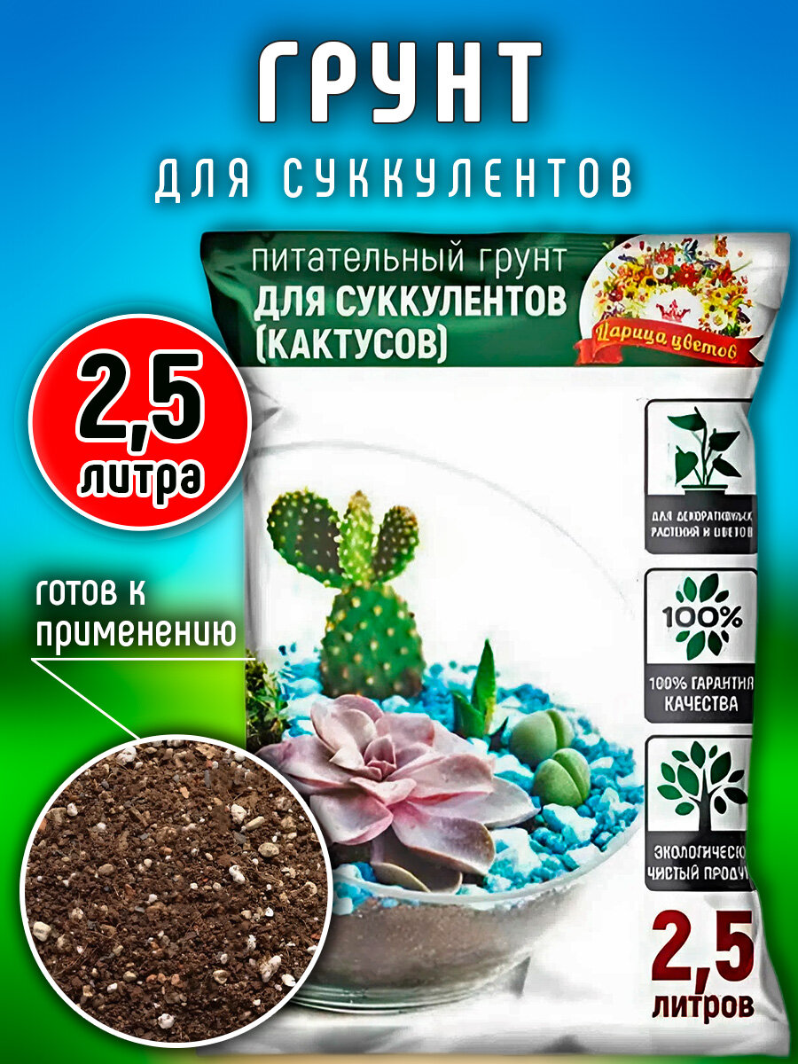 Грунт для кактусов и суккулентов Царица цветов 25 л