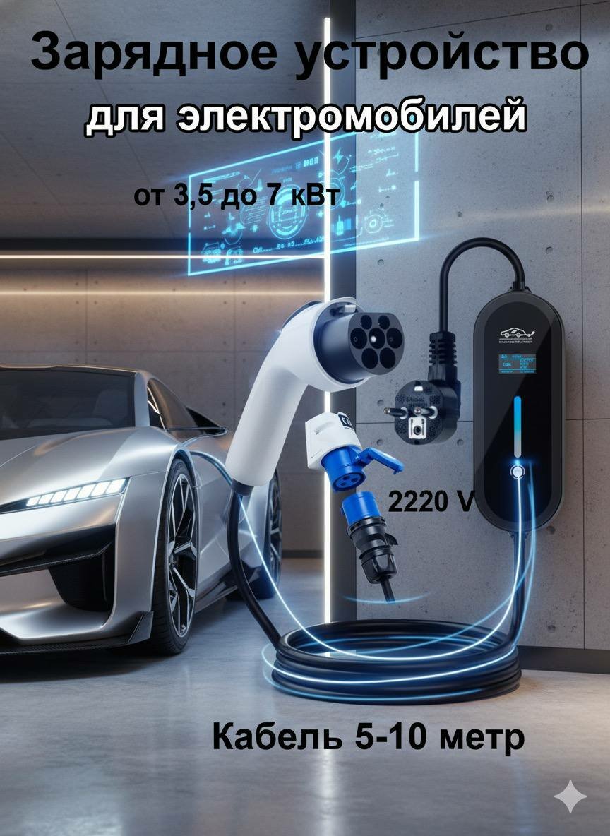 Зарядная станция для электромобиля GB/T, 3,5 кВт, кабель 5 м