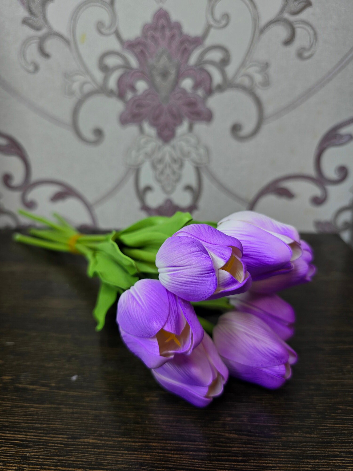 Искусственные цветы Holodilova тюльпаны силиконовые высота 34см цвет сиреневый