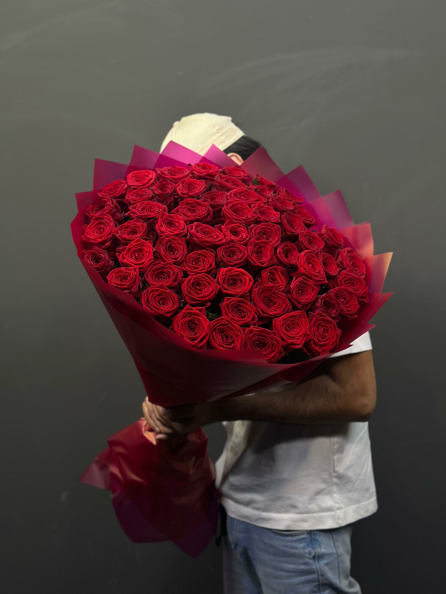45 красных роз 100 см | Высокие(метровые) розы | Доставка роз (метр)| Цветы Москва