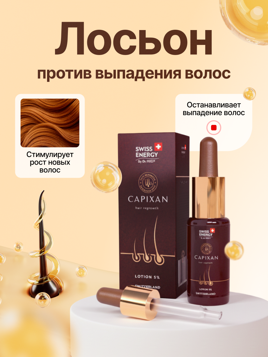 Лосьон для волос Swiss Energy Capixan, гипоаллергенный, против выпадения, 50 мл