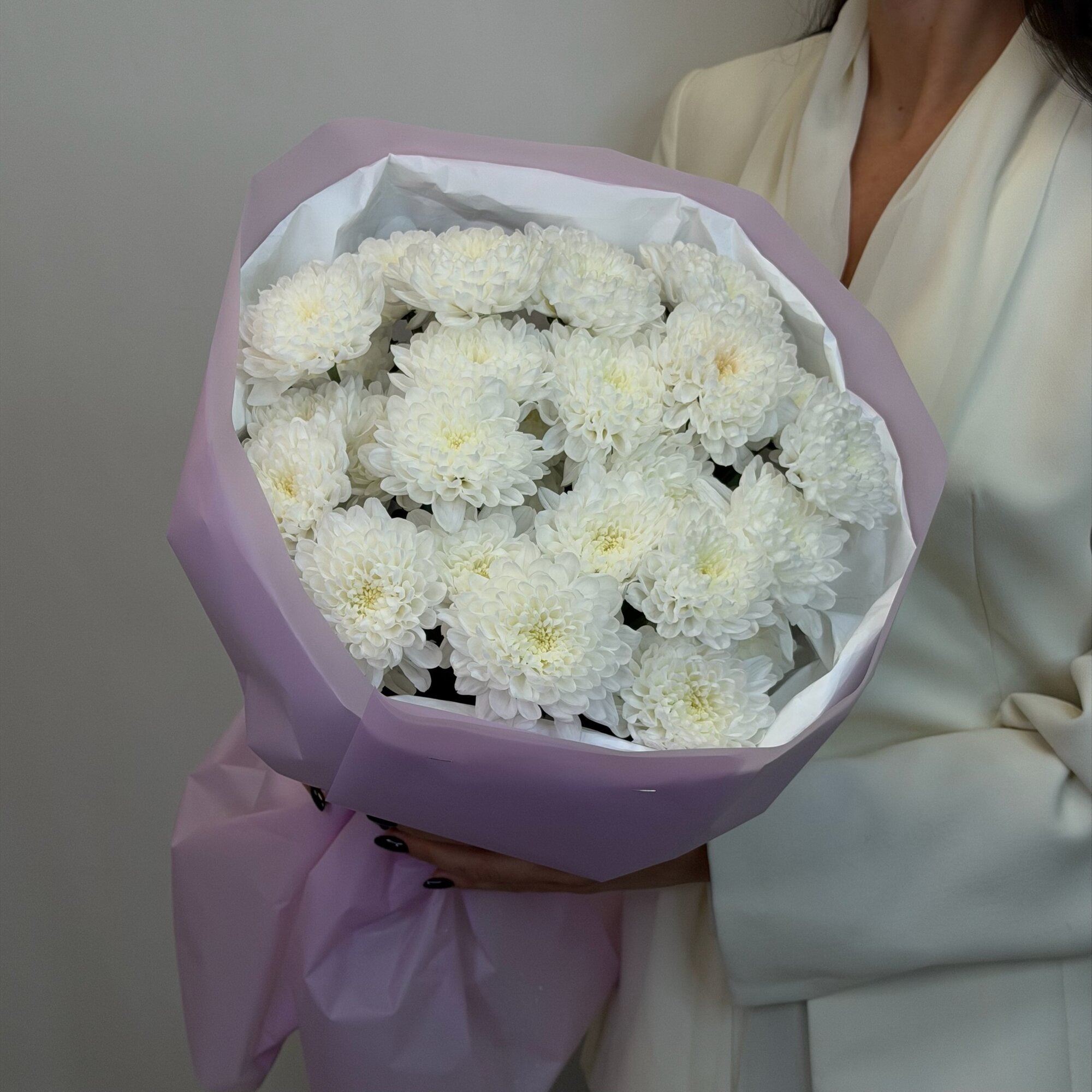 Букет «Спасибо мама» воздушная композиция из хризантем алтай