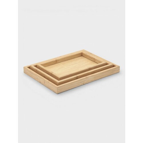 Набор подносов 3 шт прямоугольные цвет бежевый размеры 40х3035х2530х20 см 1285₽