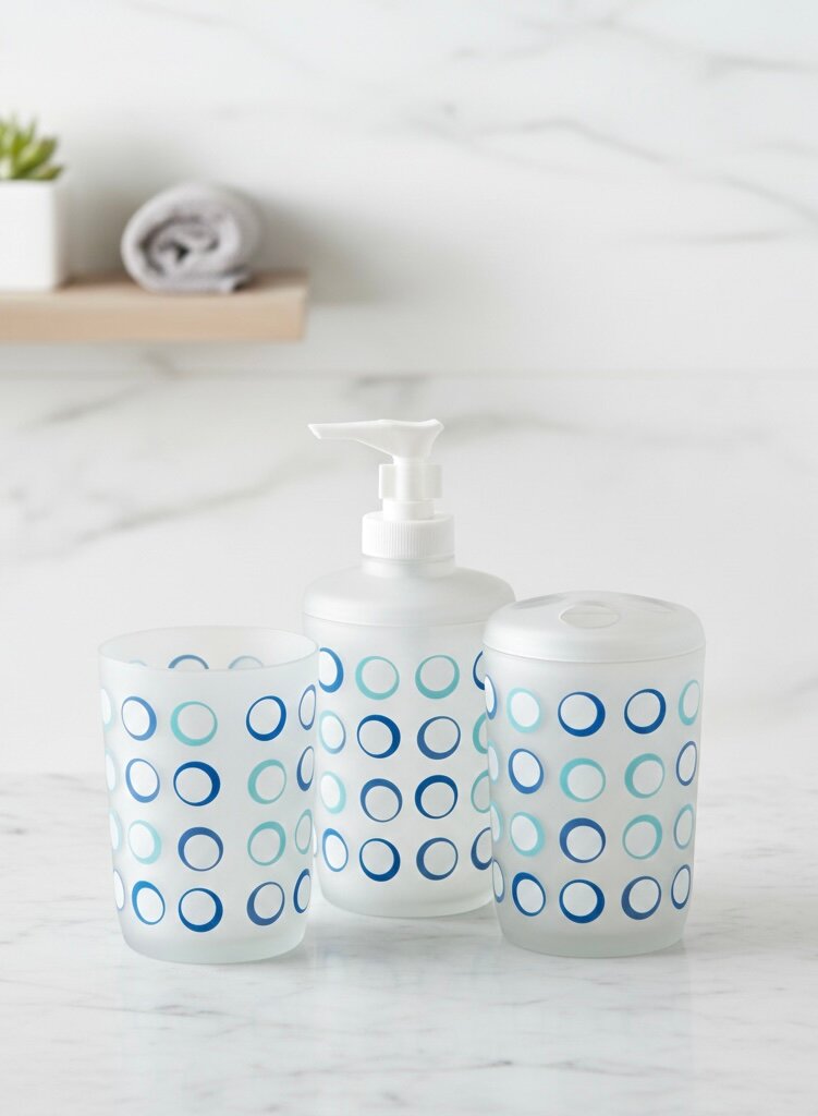 Набор аксессуаров для ванной комнаты 3 предмета: дозатор для мыла и стаканы — фото 1