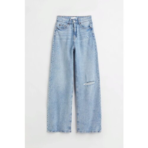 Джинсы широкие H&M, размер 42, голубой джинсы широкие j b4 размер m голубой