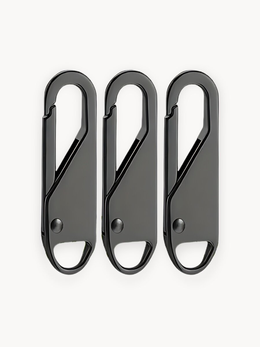 Пуллеры для бегунка на молнии, язычок ForAll , металл, 3 штуки, темная сталь