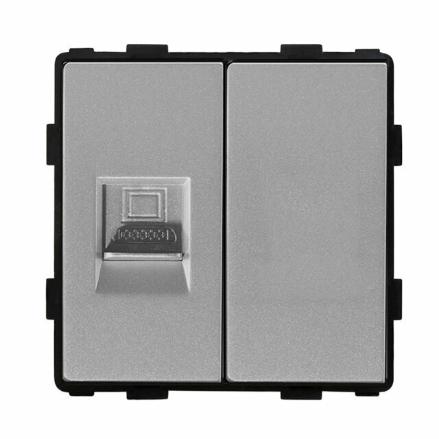 Механизм розетки интернет RJ-45, Cat5/Blk, цвет серый