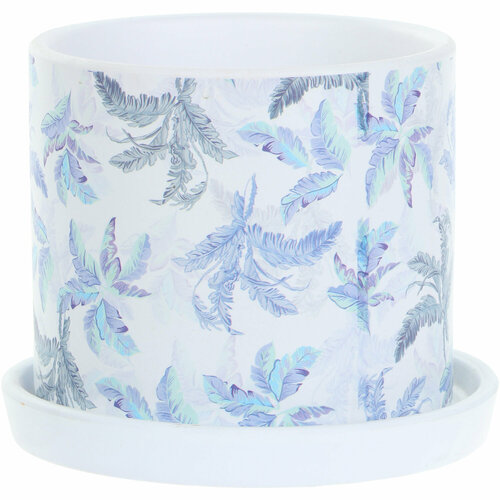 Горшок для цветов с поддоном In color листья и белые голуби d 16 см кашпо для цветов 1515₽