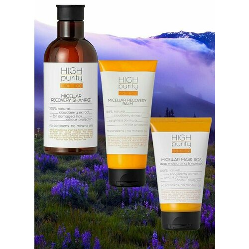 HIGH PURITY Мицеллярный восстанавливающий шампунь для нормальных и повреждённых волос, бальзам, SOS-маска.