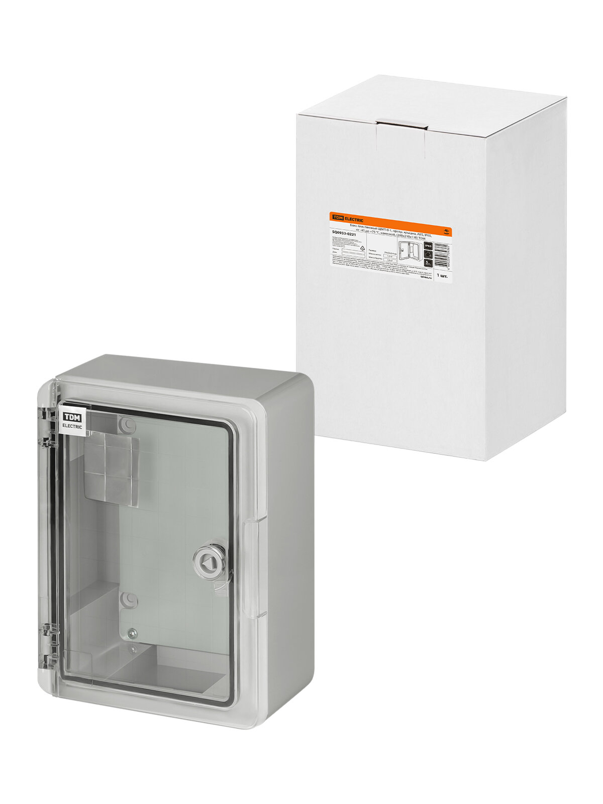 фото Бокс пластиковый ЩМП-0-1, прозр. крышка, ABS, IP65, от -45 до +75 °С, навесной, (280x210x130) TDM SQ0933-0221, цена за 1 штуку