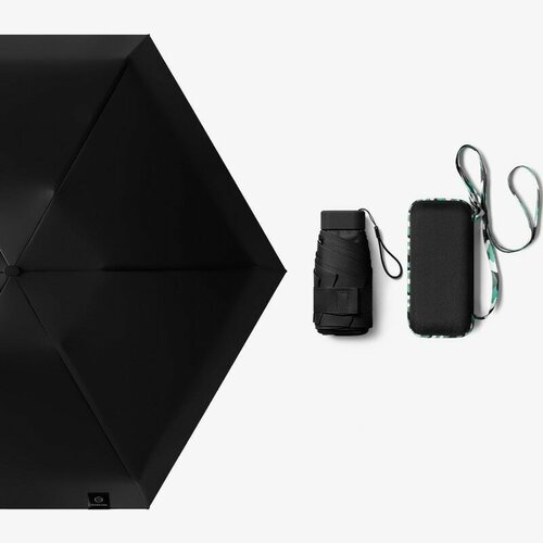 Мини-зонт механика, 5 сложений, купол 90 см, 6 спиц, чехол в комплекте, для женщин, черный