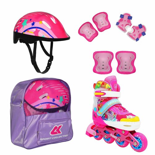 фото Роликовые коньки, шлем, защита set happy pink xs sport collection