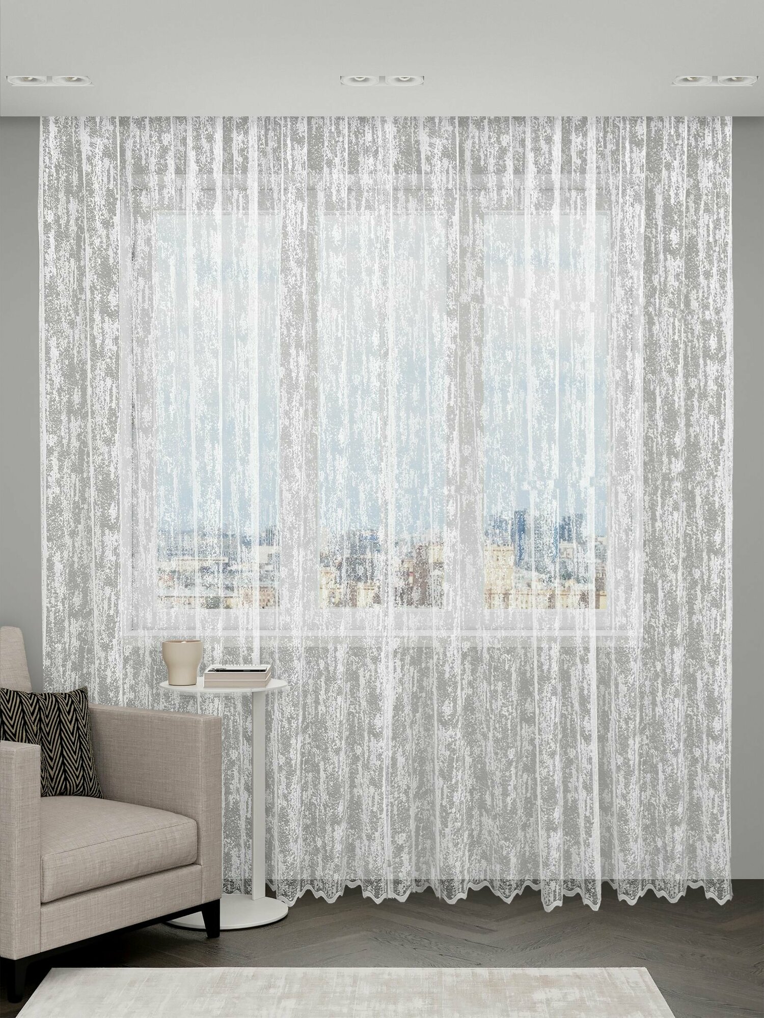 фото Тюль мрамор 300х250см белая