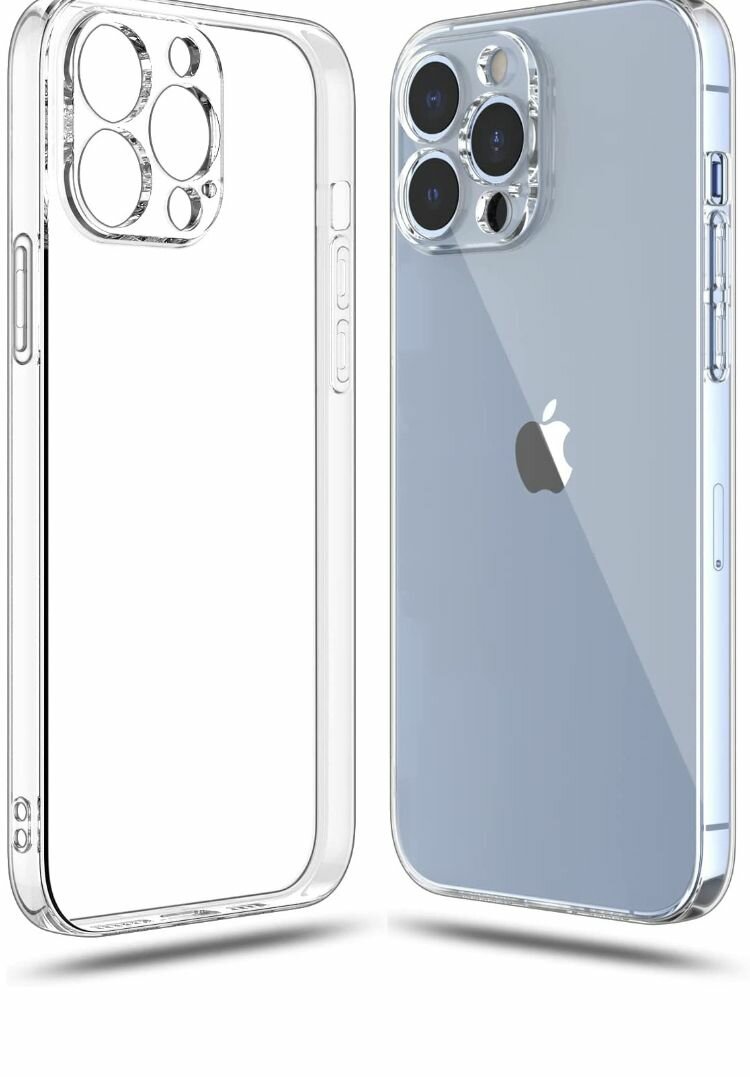 Прозрачный силиконовый чехол накладка с защитой камер для iPhone 13 Pro /защитный чехол для Айфон 13 Про