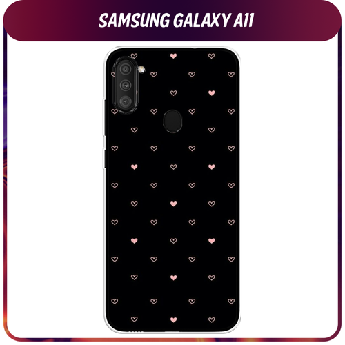 Силиконовый чехол на Samsung Galaxy A11/M11 / Самсунг Галакси A11/M11 Чехол с сердечками силиконовый чехол soft touch на samsung galaxy a11 m11 самсунг a11 m11 с защитой камеры