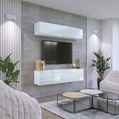 Стенка в гостиную Равенна 7 175х200х36 белый белый глянец 26495₽