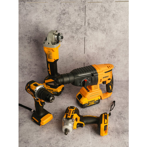 Набор инструментов 4 в 1 18 В УШМ Гайковерт Перфоратор Дрель-шуруповерт 22500₽