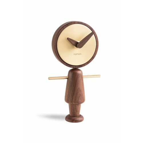 Настольные часы Nomon NENE центр - полированная латуньстрелки и корпус - орех D10см H22см 26645₽