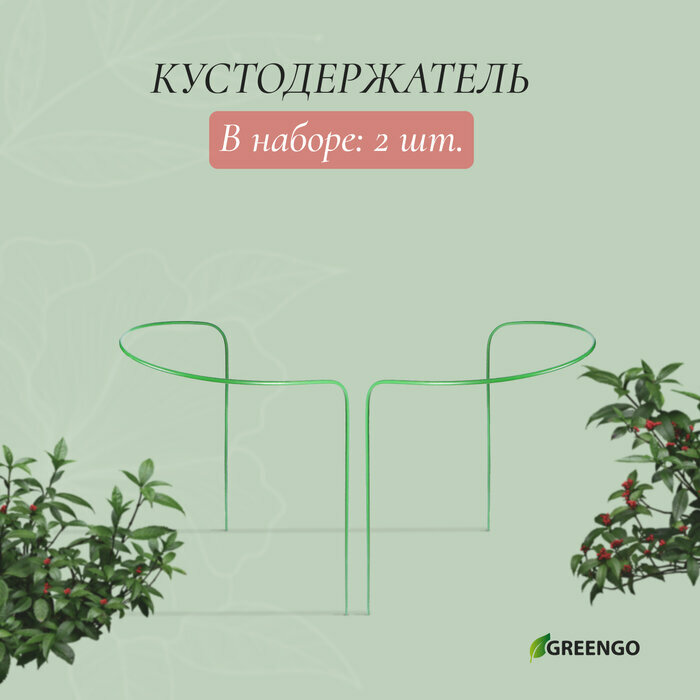 Кустодержатель, d = 30 см, h = 80 см, ножка d = 0,3 см, металл, набор 2 шт, зелёный, Greengo