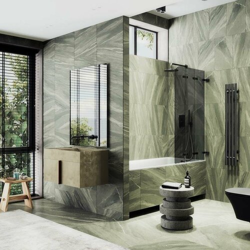 Maybah Glass Шторка для ванны складная 3 секции 1400*750 Стекло 6 мм Графит MGV-583-6 MaybahGlass