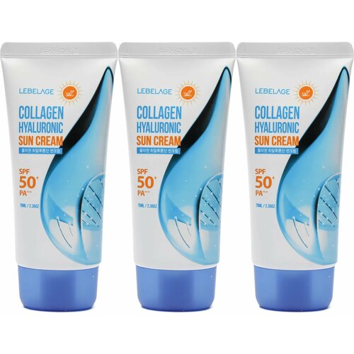 LEBELAGE Крем для лица и тела солнцезащитный Collagen Hyaluronic Sun Cream, 70 мл, 3 шт