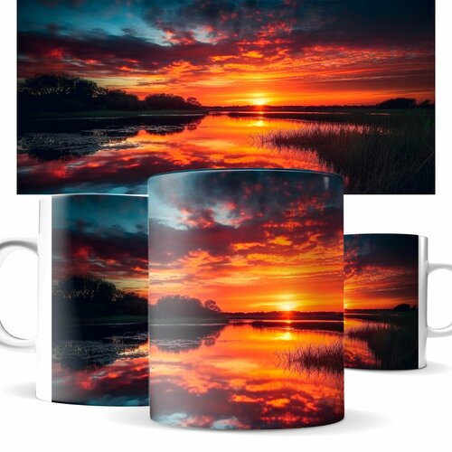 Кружка с принтом закат с днем рождения