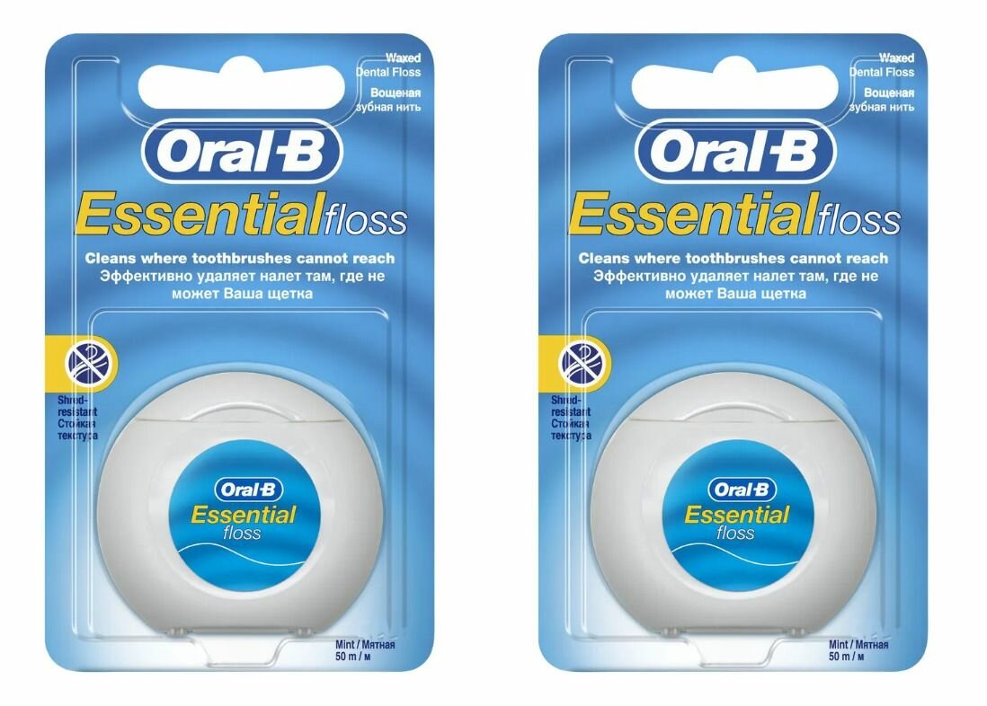 Oral-B Зубная нить Essential floss, мятная, 50м, 2шт