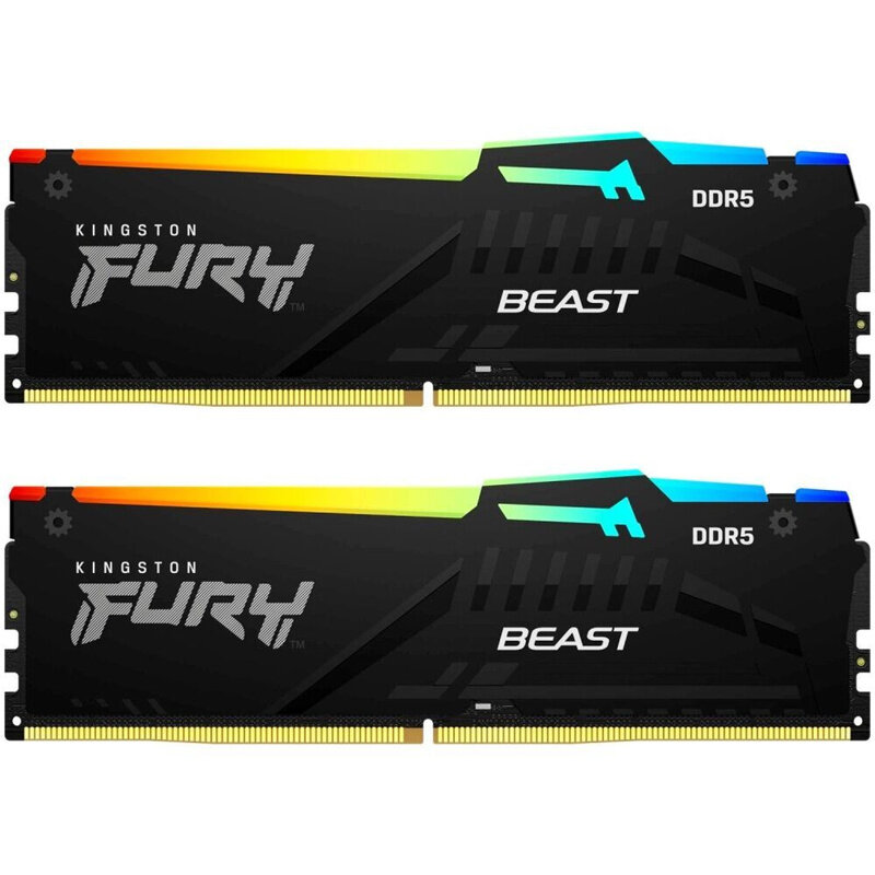 Память DDR5 2x32Gb 6000MHz Kingston KF560C40BBAK2-64 Fury Beast Black RGB RTL Gaming PC5-48000 CL40 DIMM 288-pin 1.35В