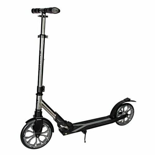Самокатдля детей NOVATRACK DEFT PRO алюм, амортизатор, колеса 230*200 мм PU, эргономичный Y-руль с фиксатором складных рукоятей, серебристый