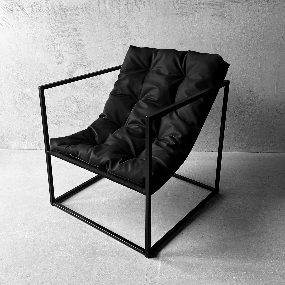 Кресло для дома и офиса "Лофтовик + "Черный кожзам"