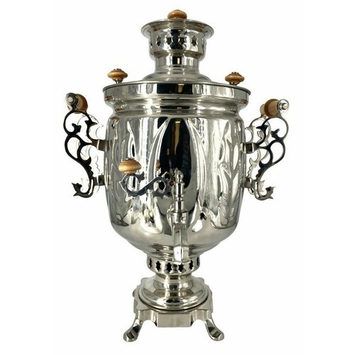 Самовар угольный никелированный 5 литров банка, завод Штамп