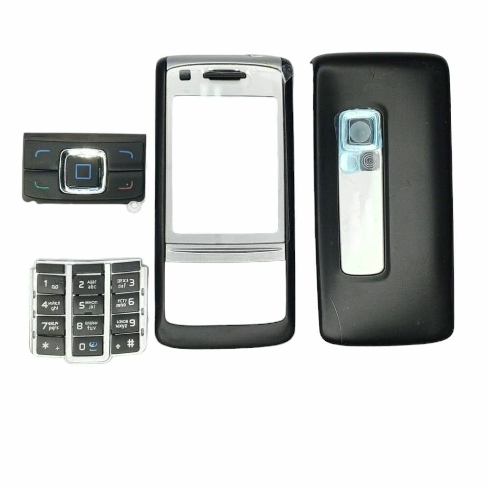 Корпус для Nokia 6280 передняя панель + задняя крышка с клавиатурой (Цвет: серебро/черный)