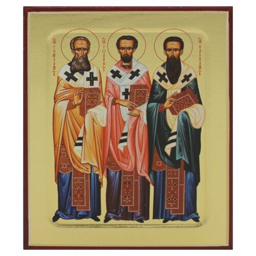 Икона Три Святителя (на дереве) 125 х 160 икона печать на дереве 17х21 три святителя