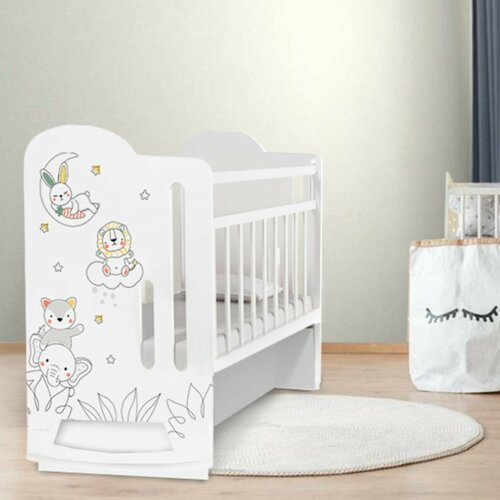 Кровать детская колесо-качалка с маятником 1200х600 Baby time Крошка Я белый 13015₽