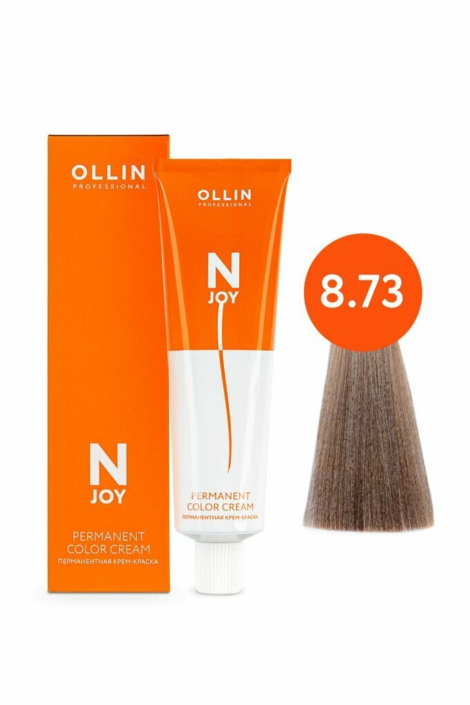Ollin N-JOY крем-краска для волос 8/73 светло русый коричнево золотистый 100мл