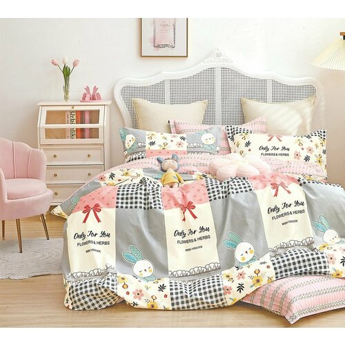 Комплект постельного белья, евро, сатин твил, 100% хлопок, 4 наволочки