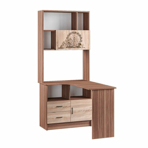 Стол угловой универсальный Орион ясень шимо/дуб сонома