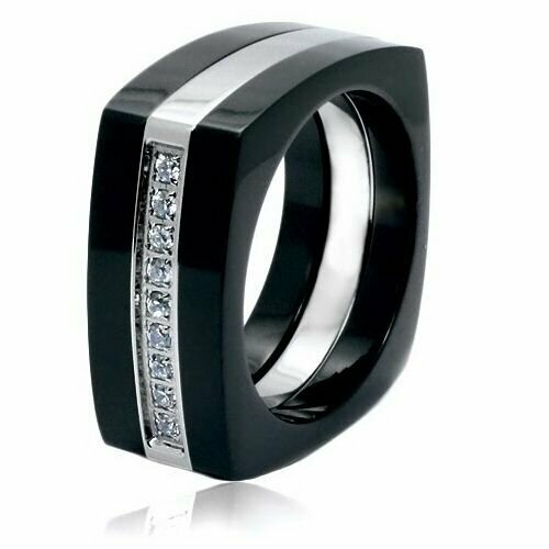 кольцо spikes циркон размер 18 серебряный Кольцо Spikes, металл, циркон, размер 16.5, серебряный, черный