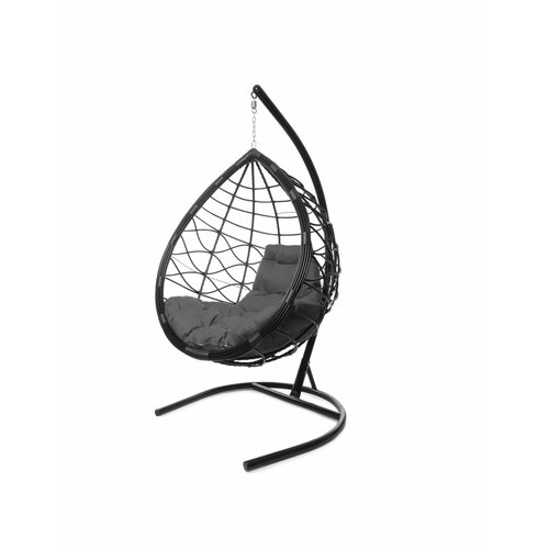 Подвесное кресло M-group капля лори, с ротангом чёрное серая подушка подвесное кресло с ротангом для компании чёрное серая подушка