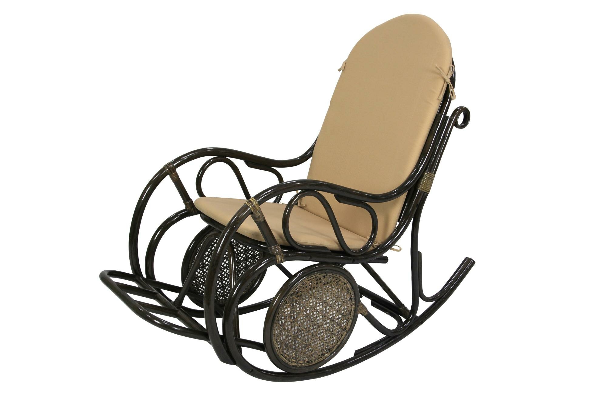Кресло -качалка Сантьяго арт. CV-SB10 (1кор.+мягк. эл.) каркас коричневый, сиденье бежевое)