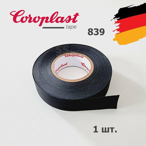 фото Coroplast 839, 1шт. 25 метров * 19мм * пэт-ткань лавсан, тканевая изолента, для подкапотного пространства