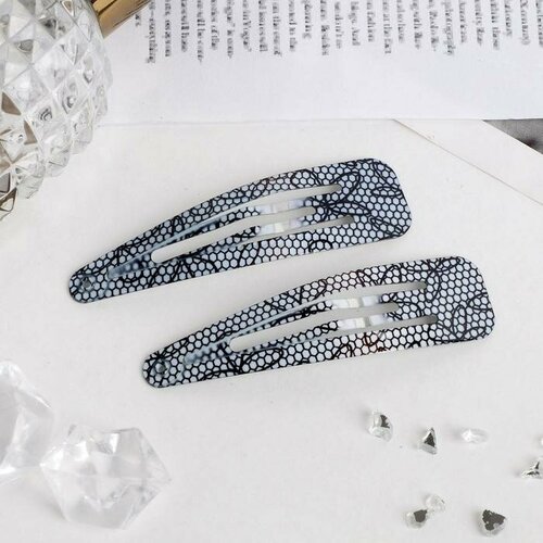 Невидимка для волос Моно набор 10 шт кружево чёрно-белый 256₽