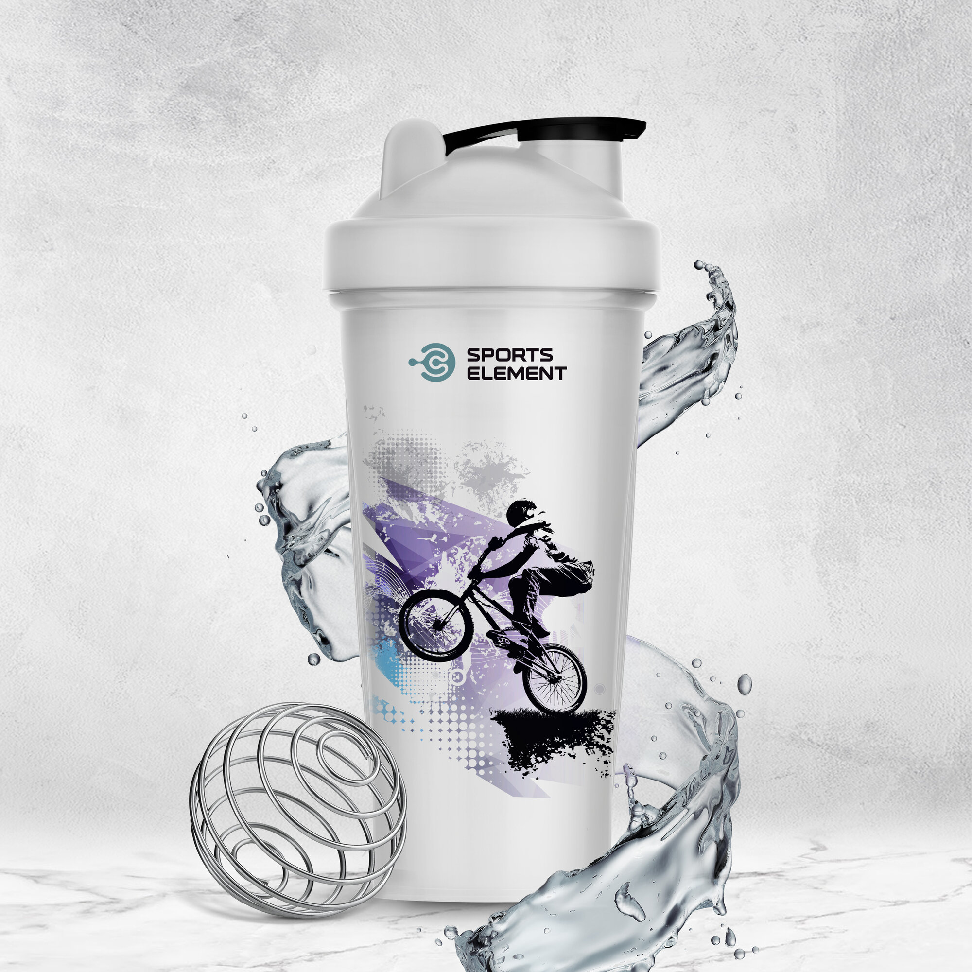 Шейкер для спортивного питания Sports Element "Bike" , 600 мл. С шариком